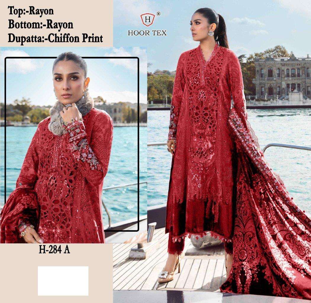 H-284 COLOURS BY HOOR TEX DESIGNER RAYON EMBROIDERED PAKISTANI DRESSES