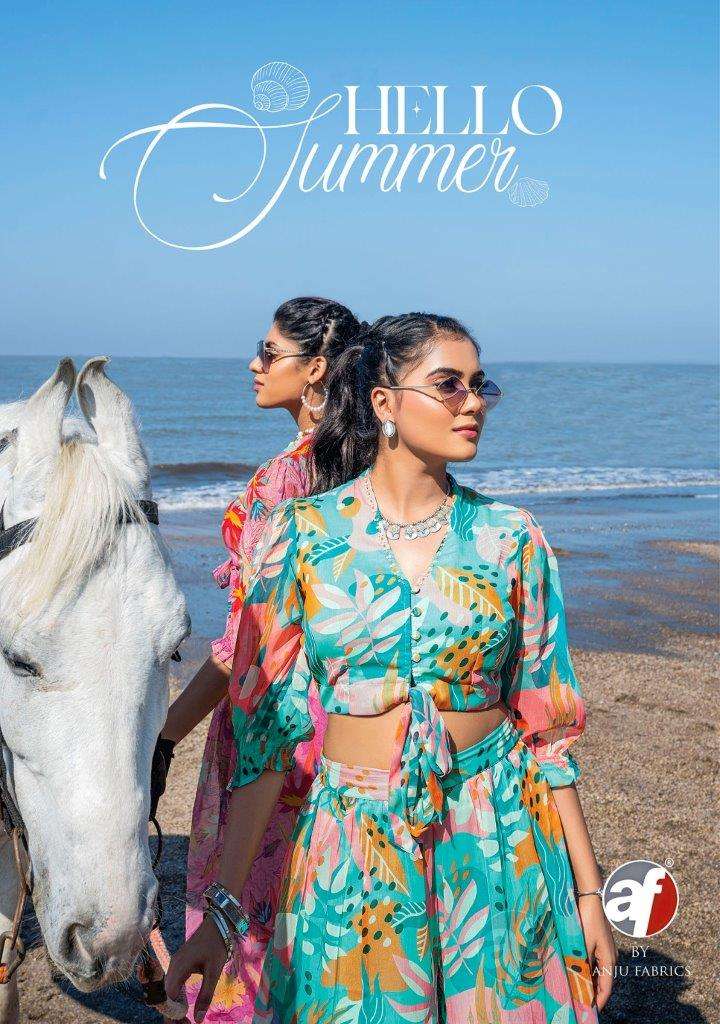 HELLO SUMMER BY ANJU FABRICS 3521 TO 3526  SERIES VISCOSE CHIFFON PRINTED CO-ORD