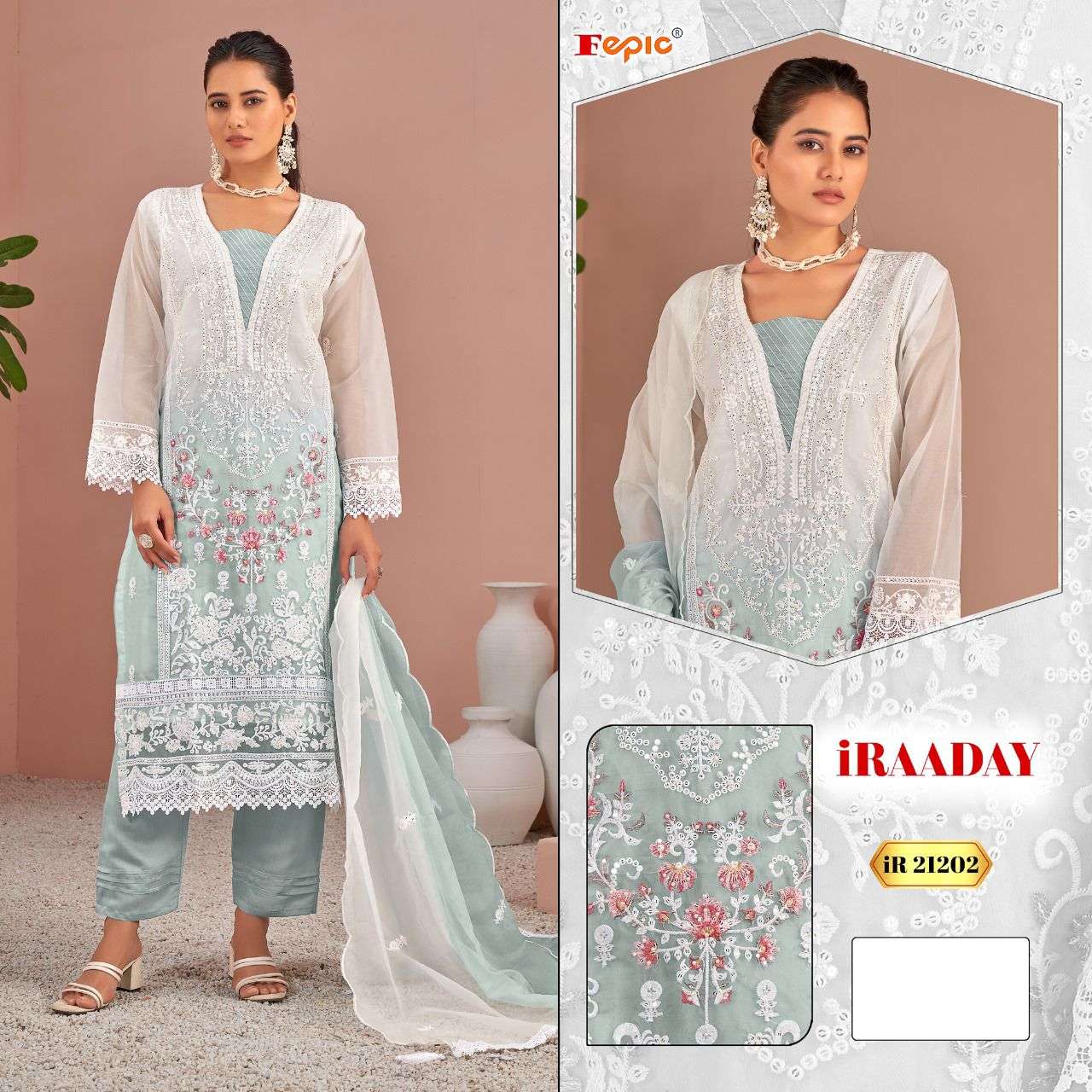 IR-21202 COLOURS BY FEPIC DESIGNER ORGANZA HEAVY EMBROIDERED PAKISTANI DRESSES