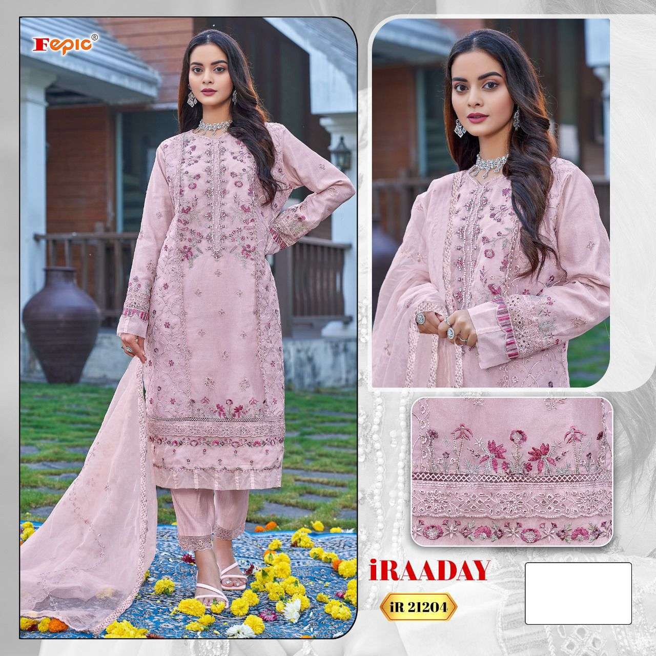 IR-21204 COLOURS BY FEPIC DESIGNER ORGANZA HEAVY EMBROIDERED PAKISTANI DRESSES