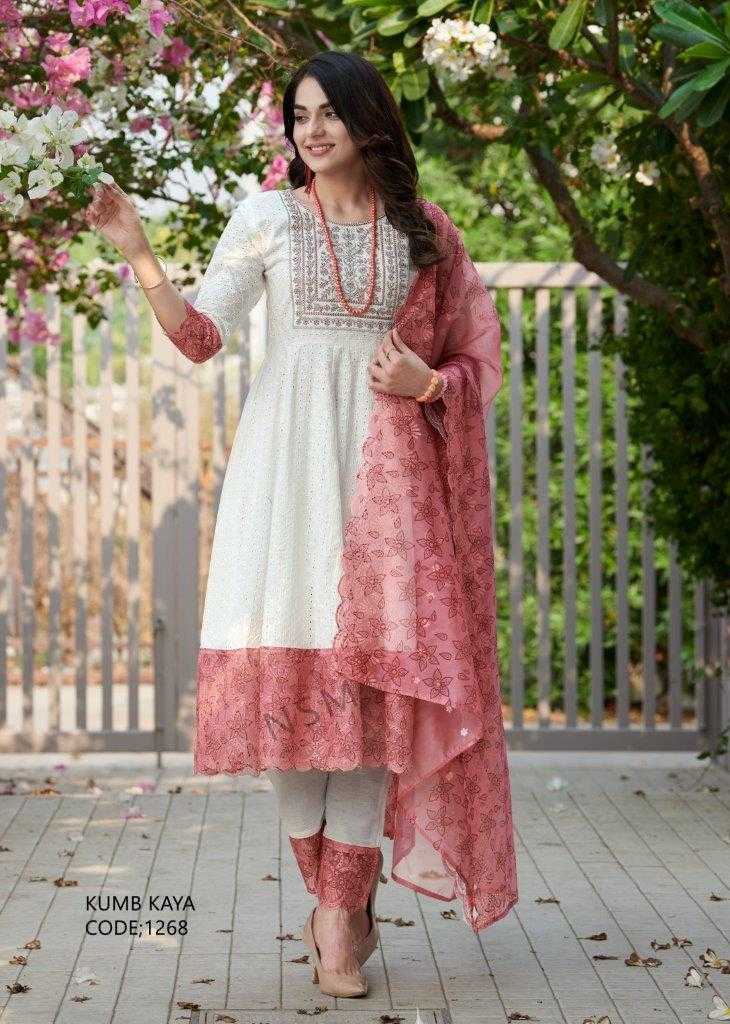 KUMB KAYA BY ASLIWHOLESALE DESIGNER FACNY COTTON PRINT ANARKALI DRESSES