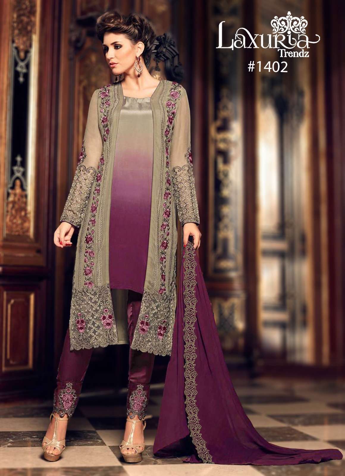 LAXURIA 1402 BY LAXURIA TRENDZ HEAVY DESIGNER FAUX GEORGETTE DRESS