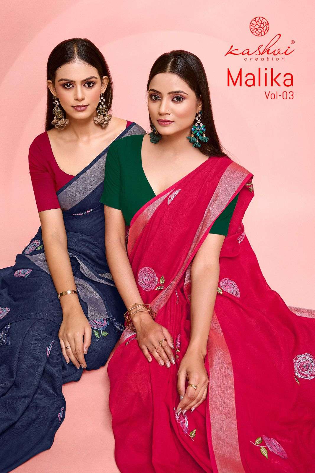 MALIKA VOL-03 BY KASHVI CREATION 1001 TO 1008 SERIES LINEN WAEVING SAREES