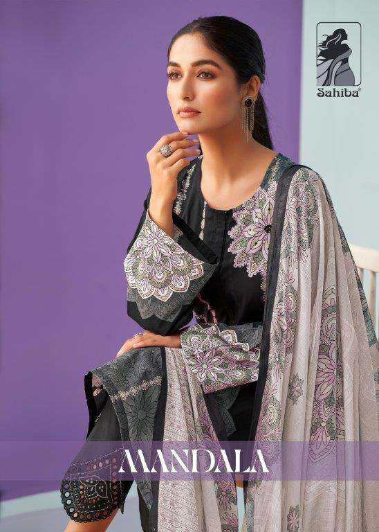 MANDALA BY SAHIBA DESIGNER PURE COTTON LAWN DIGITAL PRINT HANDWORK DRESSES