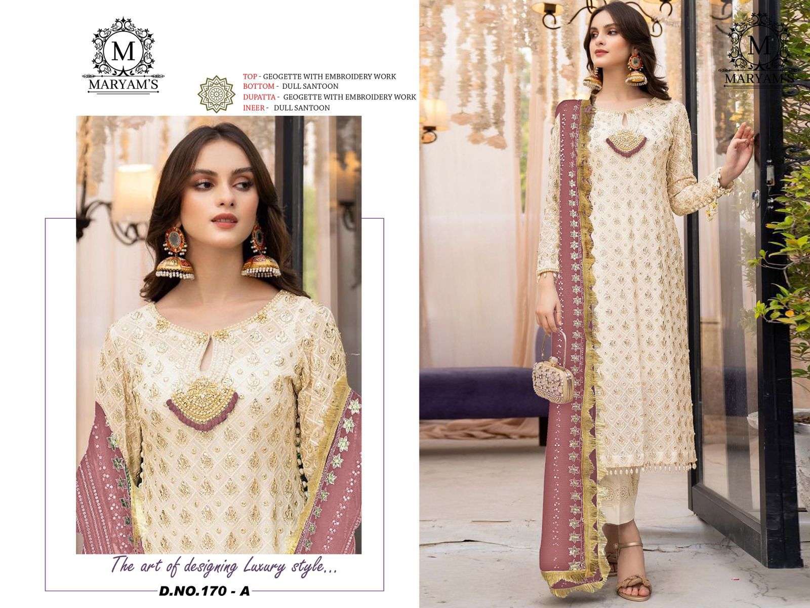 MARYAMS 170 COLOURS BY ASLIWHOLESALE HEAVY FAUX GEORGETTE WORK DRESSES