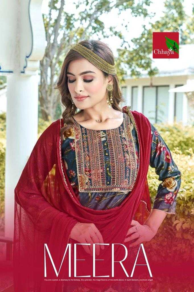 MEERA BY CHHAYA 1001 TO 1006 SERIES DESIGNER FACNY MODAL SILK PRINT DRESSES