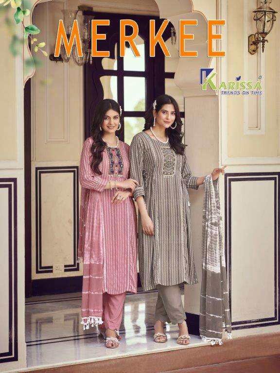 MERKEE VOL-1 BY KARISSA 1001 TO 1004 SERIES VISCOSE RAYON STITCHED DRESSES