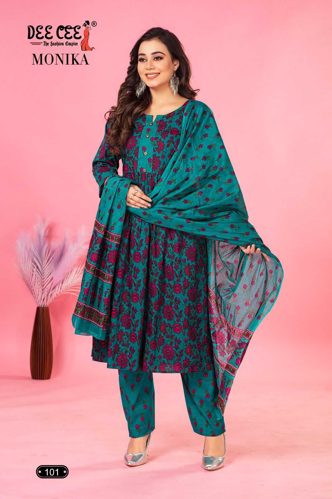 MONIKA BY DEE CEE 1001 TO 1006 SERIES DESIGNER COTTON PRINT DRESSES