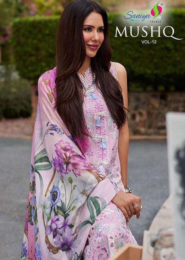 MUSHQ VOL-12 BY SANIYA TRENDZ COTTON WITH EMBROIDERED PAKISTANI DRESSES