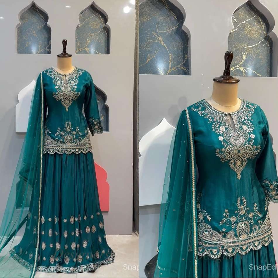 ND-5005 BY ASLIWHOLESALE DESIGNER FACNY CHINON SILK EMBROIDERY DRESSES