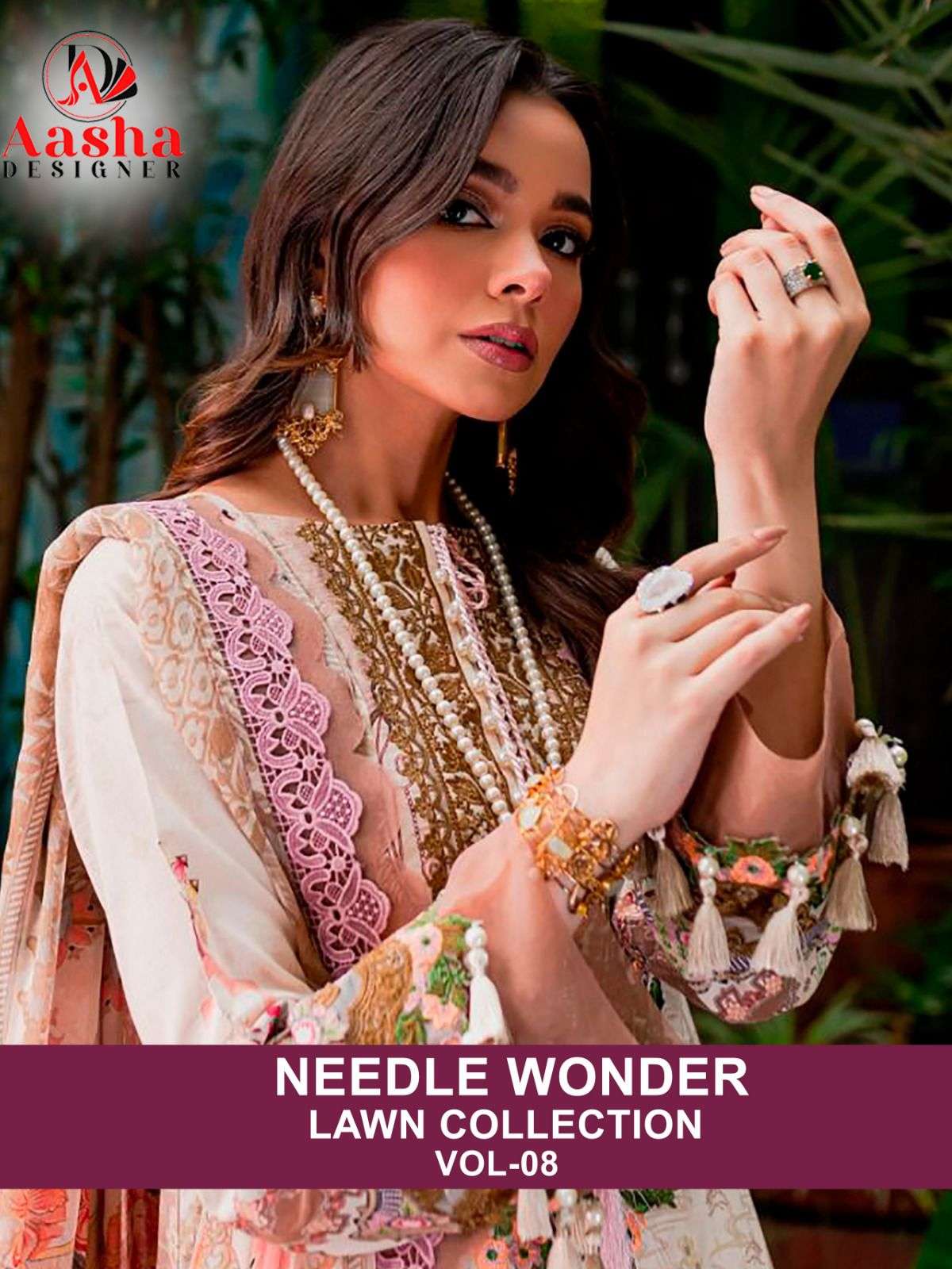 NEEDLE WONDER VOL-8 BY AASHA DESIGNER HEAVY COTTON SELF EMBROIDERY DRESSES