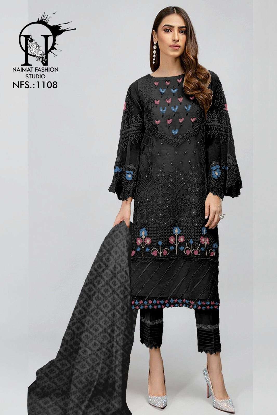 NFS 1108 COLOURS BY NAIMAT FASHION STUDIO PURE FAUX STITCHED PAKISTANI DRESSES