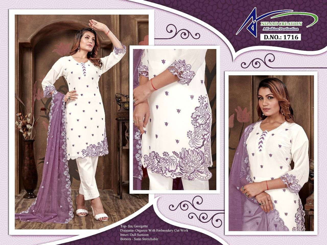 NIZAMI 1716 COLOURS BY ASLIWHOLESALE FAUX GEORGETTE STITCHED DRESSES