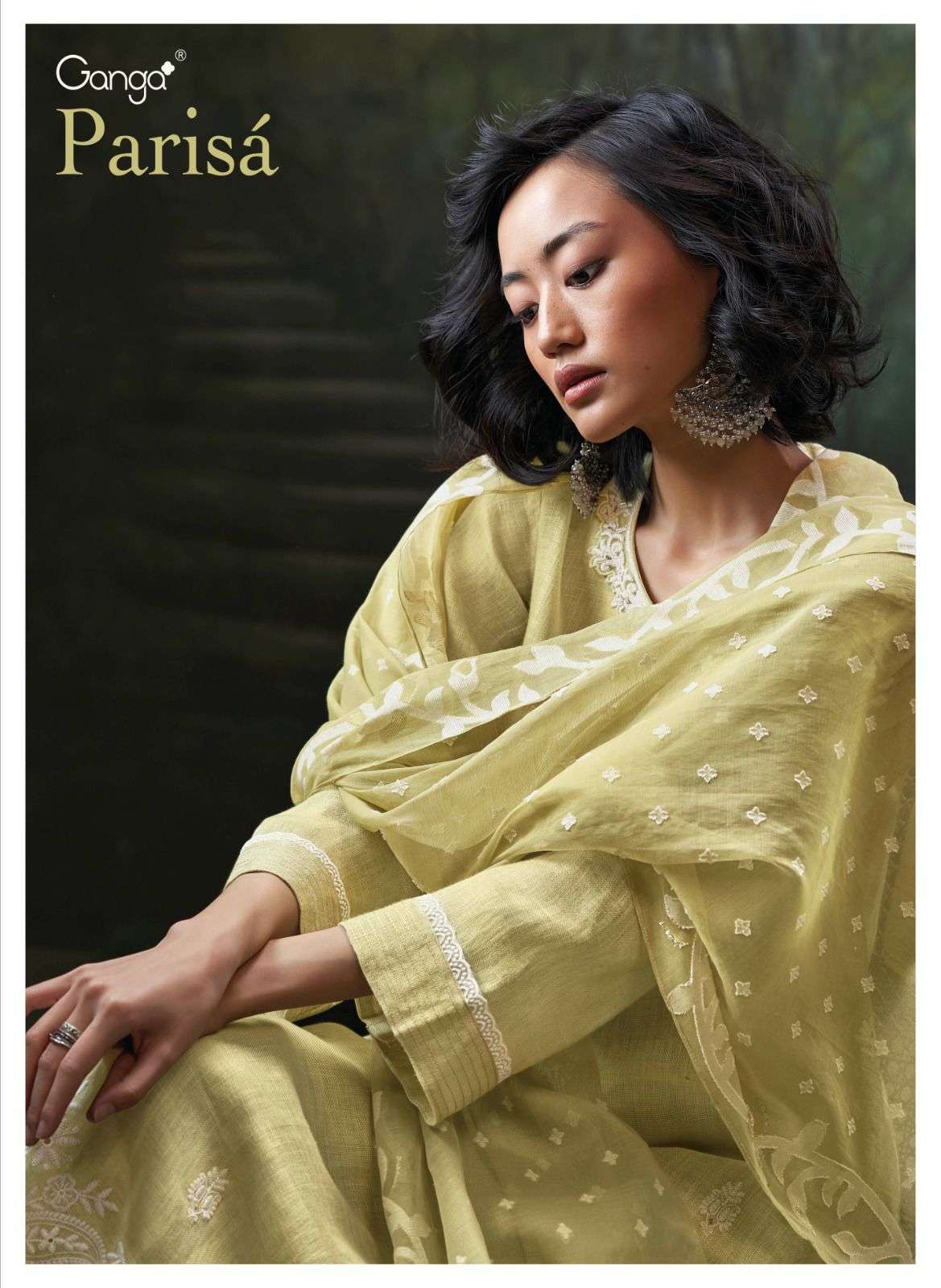 PARISA BY GANGA FASHIONS HEAVY PREMIUM LINEN PRINTED HANDWORK DRESSES