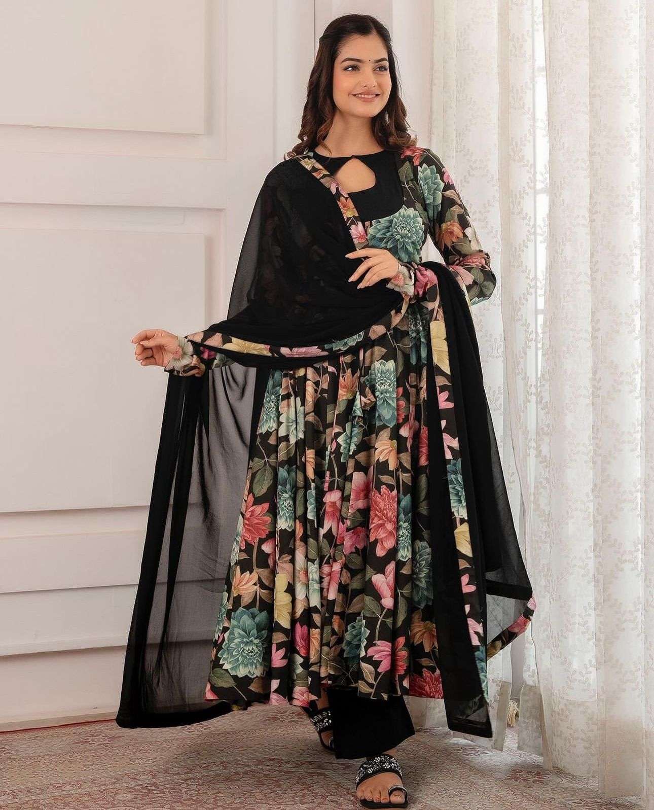 PC-371 HIT DESIGN BY ASLIWHOLESALE DESIGNER FANCY CHET CREPE GOWN