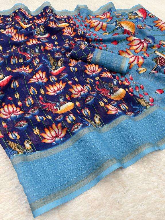 PC KAJAL VOL-69 BY ASLIWHOLESALE SOFT KADI LINEN HEAVY PRINTED SAREES