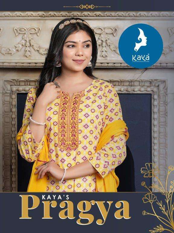 PRAGYA BY KAYA 01 TO 08 SERIES DESIGNER COTTON SLUB PRINTED DRESSES