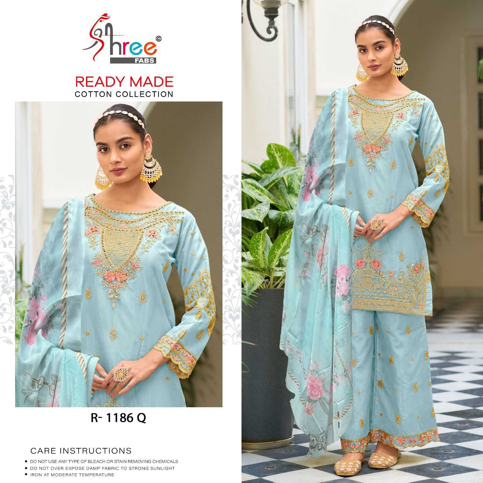 R-1186 COTTON BY SHREE FABS HEAVY EMBROIDERED COTTON PAKISTANI DRESSES