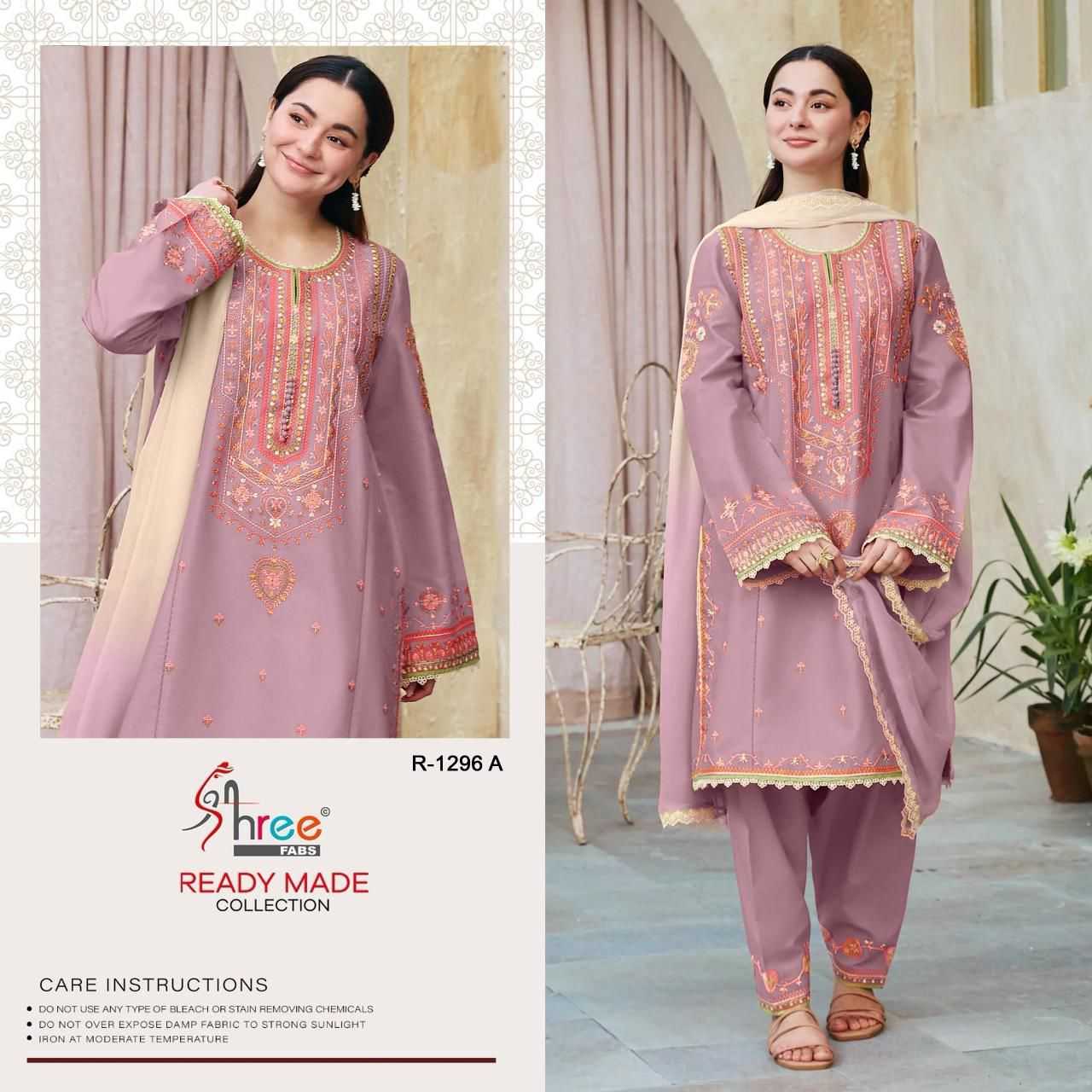 R-1296 COLOURS BY SHREE FABS HEAVY EMBROIDERED CAMBRIC COTTON PAKISTANI DRESSES