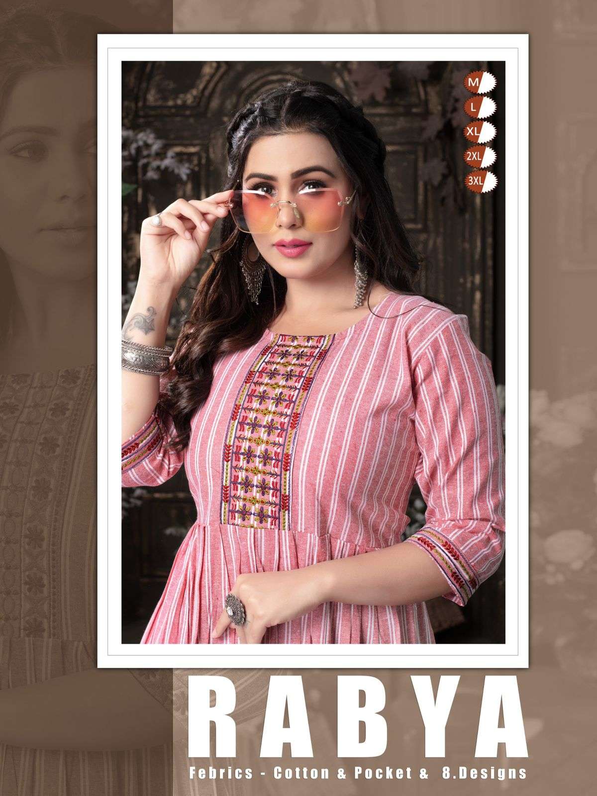 RABYA BY ASLIWHOLESALE 1001 TO 1008 DESIGNER FACNY COTTON PRINT KURTIS