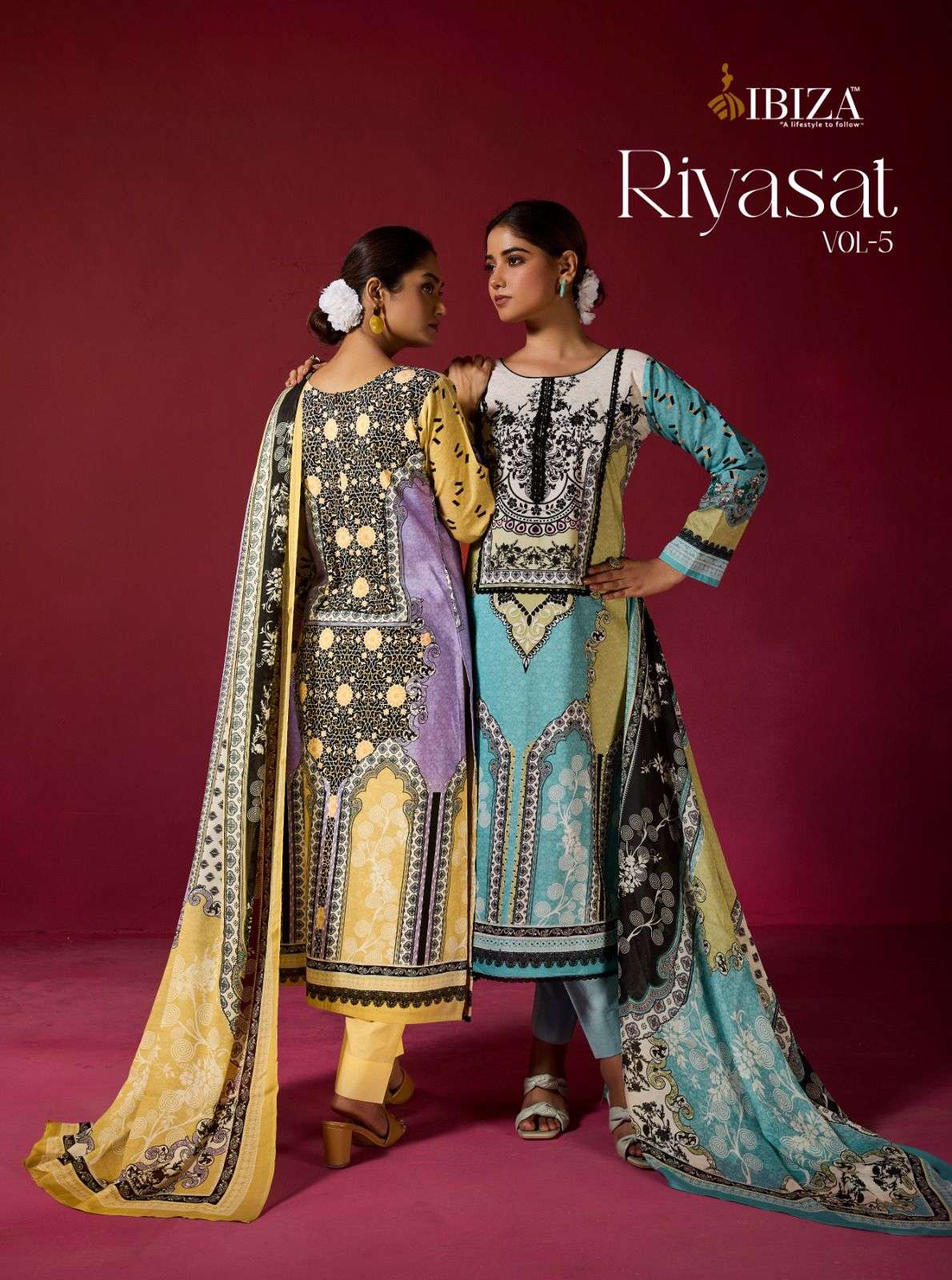 RIYASAT VOL-5 BY IBIZA 15613 TO 15616 SERIES PURE LAWN COTTON DIGITAL PRINT DRESSES