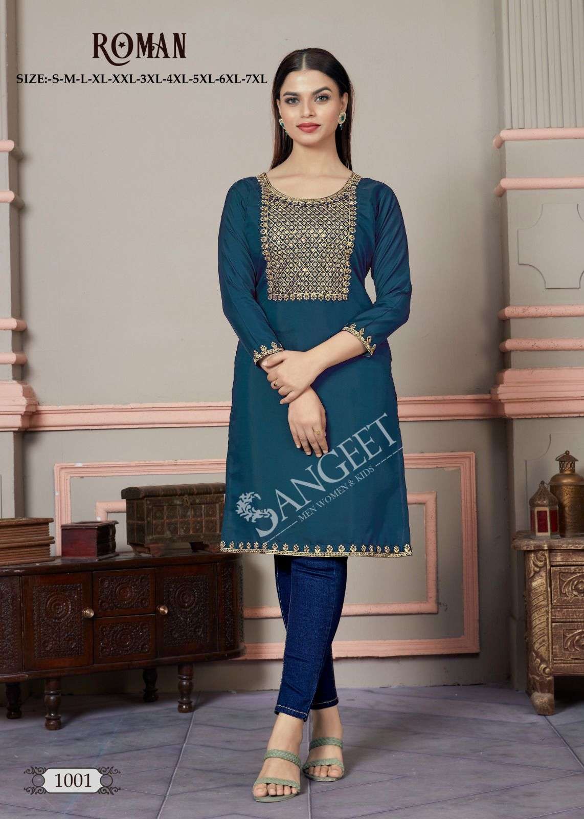 ROMAN VOL-1 BY ASLIWHOLESALE DESIGNER ROMAN SILK SEQUENCE KURTIS