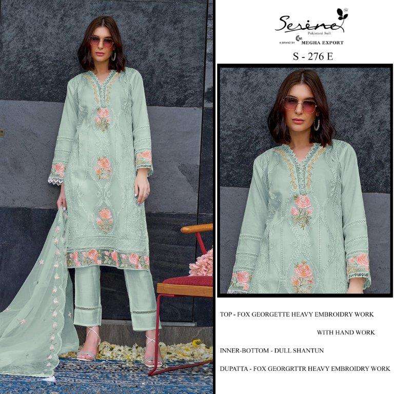 S-276 COLOURS BY SERENE 276-E TO 276-H FAUX GEORGETTE EMBROIDERY PAKISTANI DRESSES