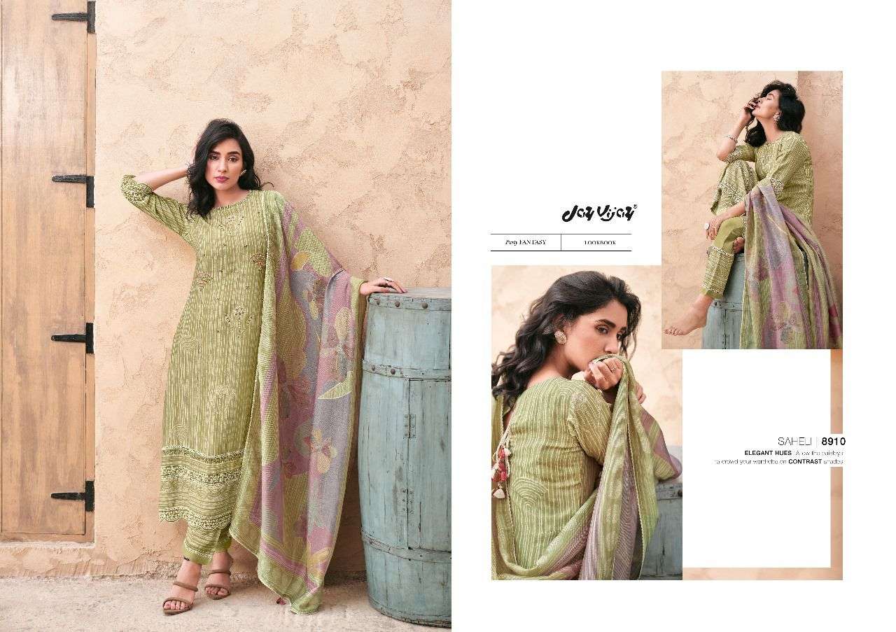 SAHELI BY JAY VIJAY DESIGNER FANCY PURE MUSLIN BLOCK PRINT DRESSES