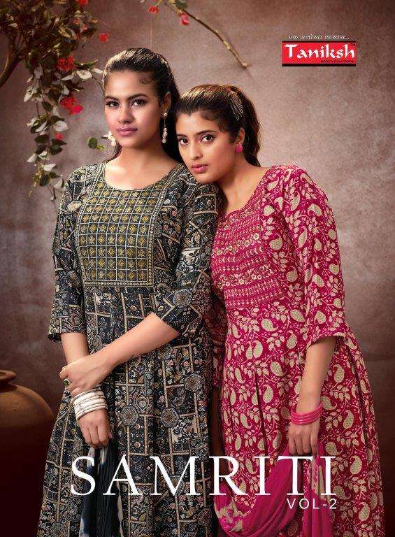 SAMRITI VOL-02 BY TANIKSH 1001 TO 1008 SERIES DESIGNER RAYON STITCHED DRESSES