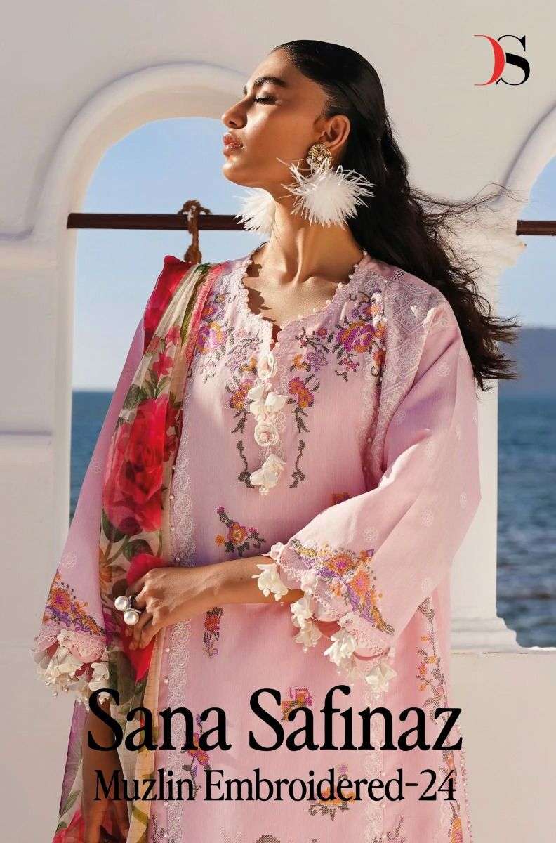 SANA SAFINAZ MUZLIN EMBROIDERED 24 BY DEEPSY SUITS 6081 TO 6086 SERIES COTTON PAKISTANI DRESSES