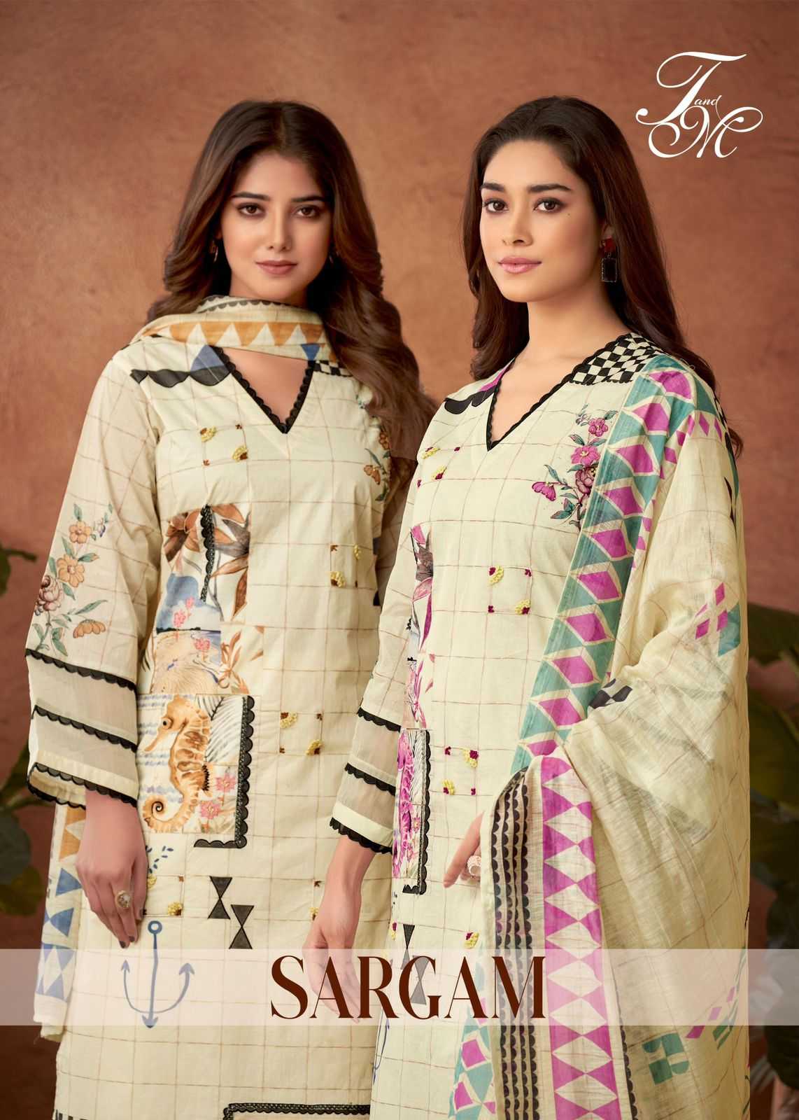 SARGAM  BY T AND M DESIGNER ORGANDY DIGITAL PRINT FABRIC HANDWORK DRESSES