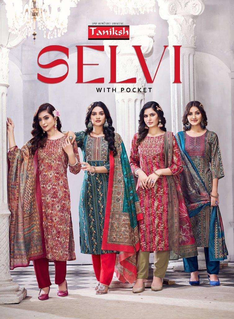 SELVI VOL-01 BY TANIKSH 1001 TO 1008 SERIES DESIGNER RAYON STITCHED DRESSES