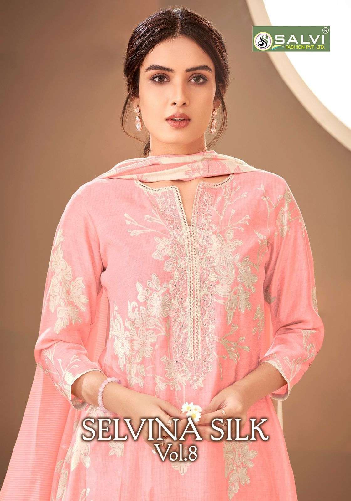 SELVINA SILK VOL-08 BY SALVI FASHION 1001 TO 1008 SERIES MODAL SILK EMBROIDERY DRESSES