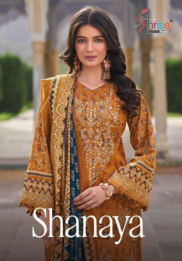 SHANAYA BY SHREE FABS 1001 TO 1005 SERIES COTTON SELF EMBROIDERY PAKISTANI DRESSES