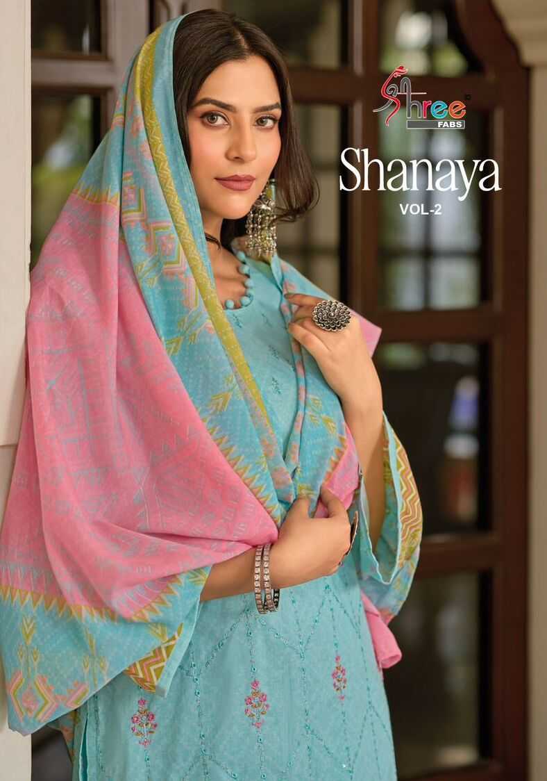 SHANAYA VOL-02 BY SHREE FABS 1001 TO 1008 SERIES COTTON SELF EMBROIDERY PAKISTANI DRESSES