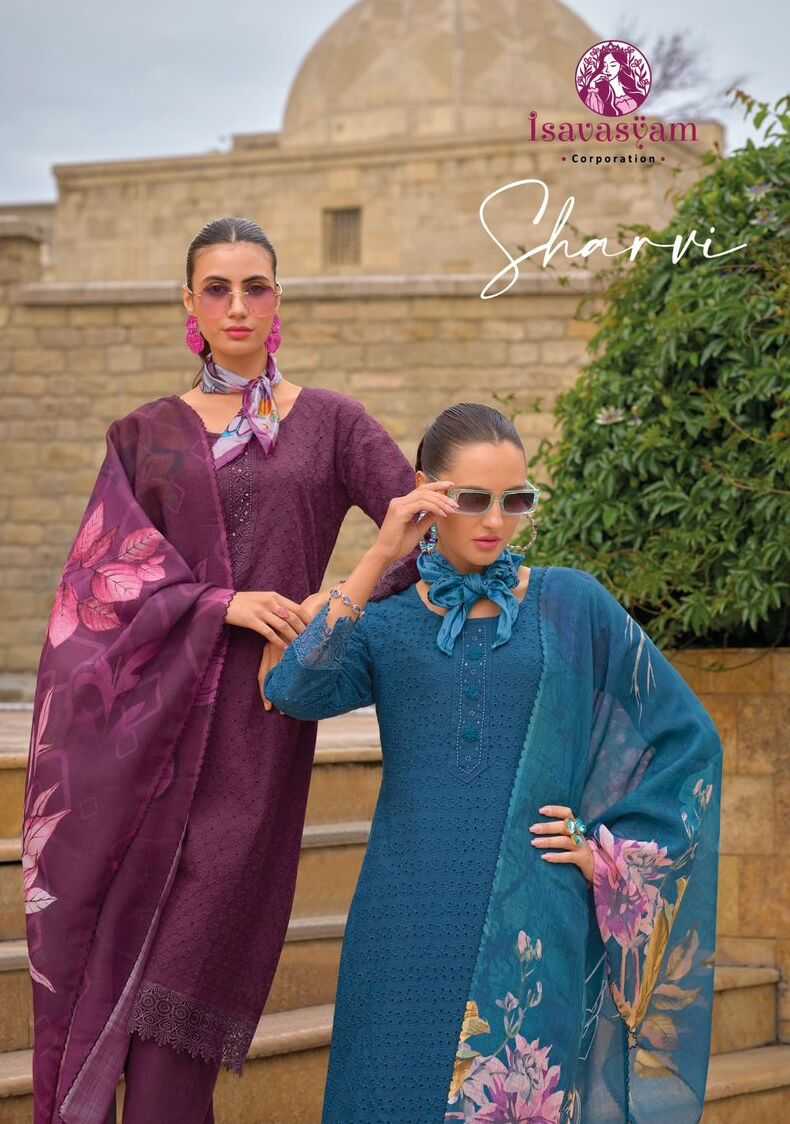 SHARVI BY ISAVASYAM 1001 TO 1006 SERIES CAMBRIC COTTON PRINTED DRESSES