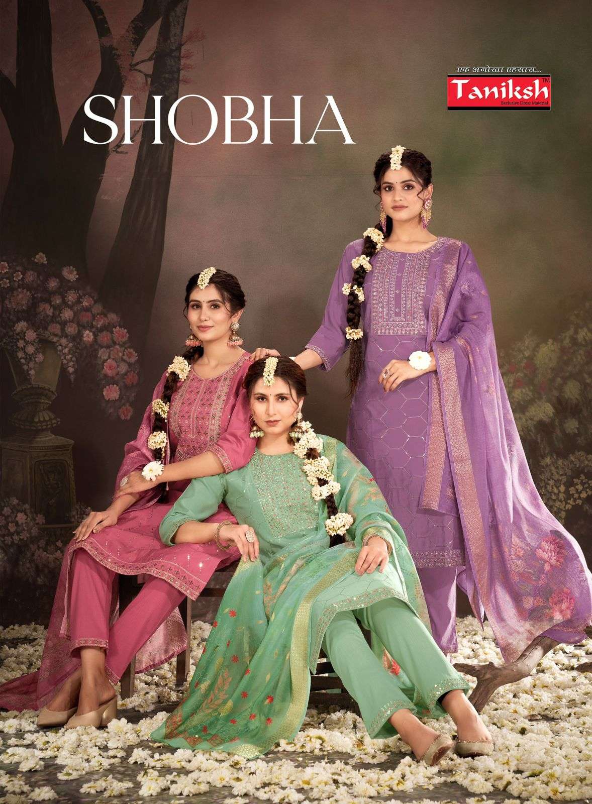 SHOBHA BY TANIKSH 101 TO 108 SERIES DESIGNER FANCY ROMAN SILK PRINTED DRESSES