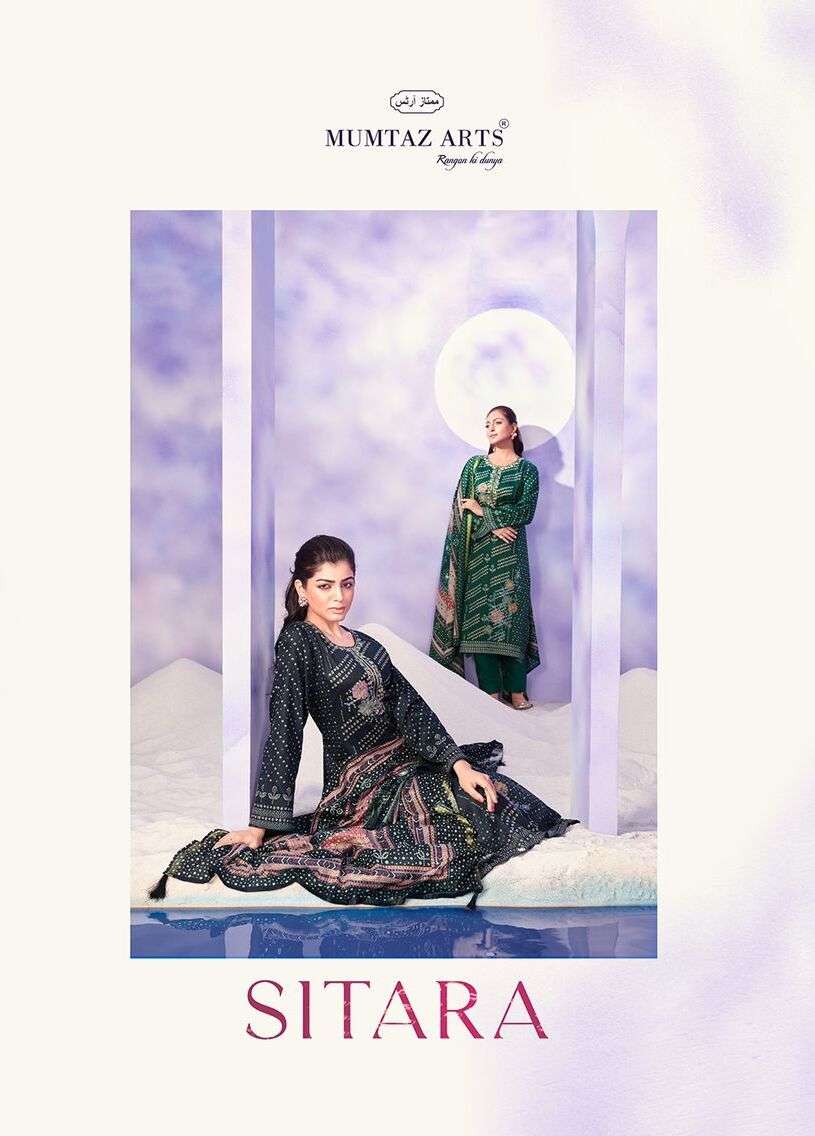 SITARA BY MUMTAZ ARTS 1501 TO 1504 SERIES LAWN SATIN PRINT EMBROIDERY DRESSES