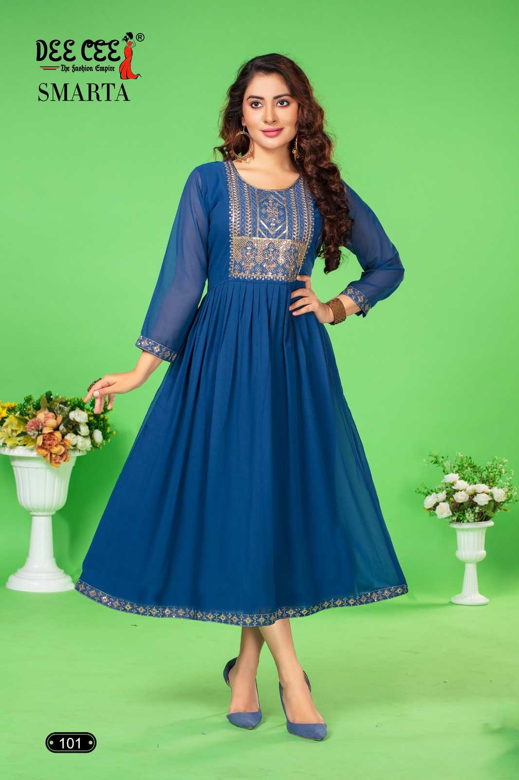 SMARTA BY DEE CEE 1001 TO 1006 SERIES DESIGNER GEORGETTE PRINT KURTIS