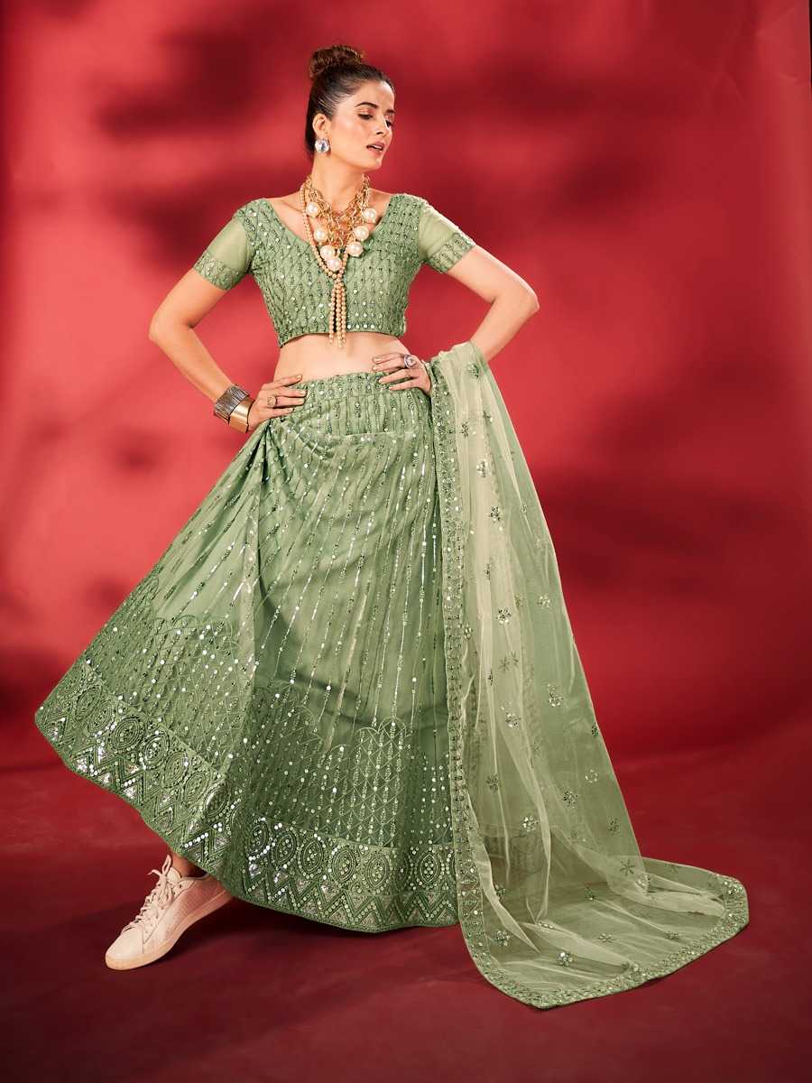 SS-152-1842 BY ASLIWHOLESALE INDIAN DESIGNER NET WORK LEHENGAS