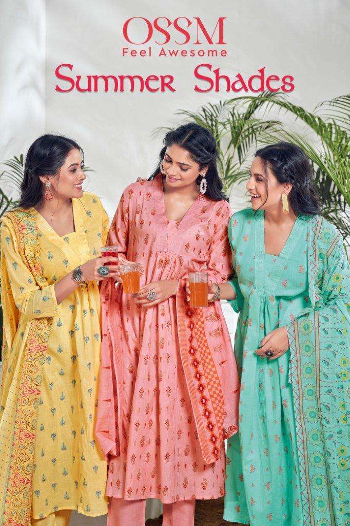 SUMMER SHADES BY OSSM 101 TO 106 SERIES COTTON PRINT EMBROIDERED STITCHED DRESSES