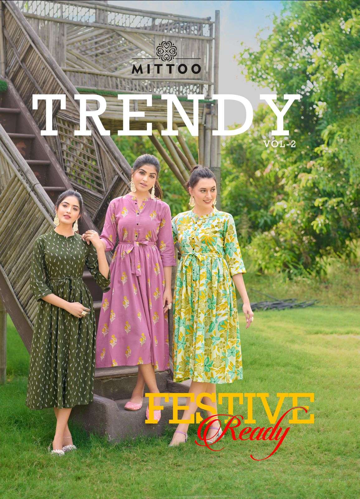 TRENDY VOL-02 BY MITTOO 1005 TO 1010 SERIES FANCY RAYON PRINTED KURTIS