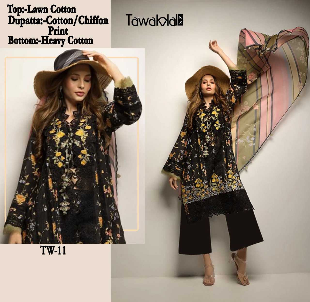 TW-11 SERIES BY TAWAKKAL FABRICS 11 TO 14 SERIES COTON PRINT DRESSES