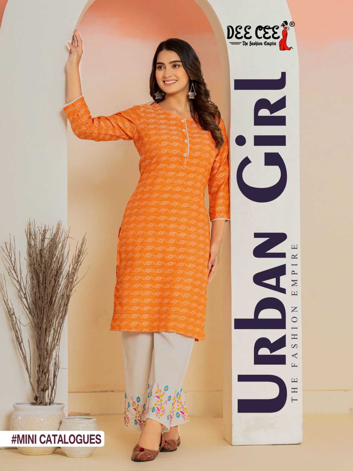 URBAN GIRL BY DEE CEE 1001 TO 1006 SERIES DESIGNER COTTON PRINT KURTIS