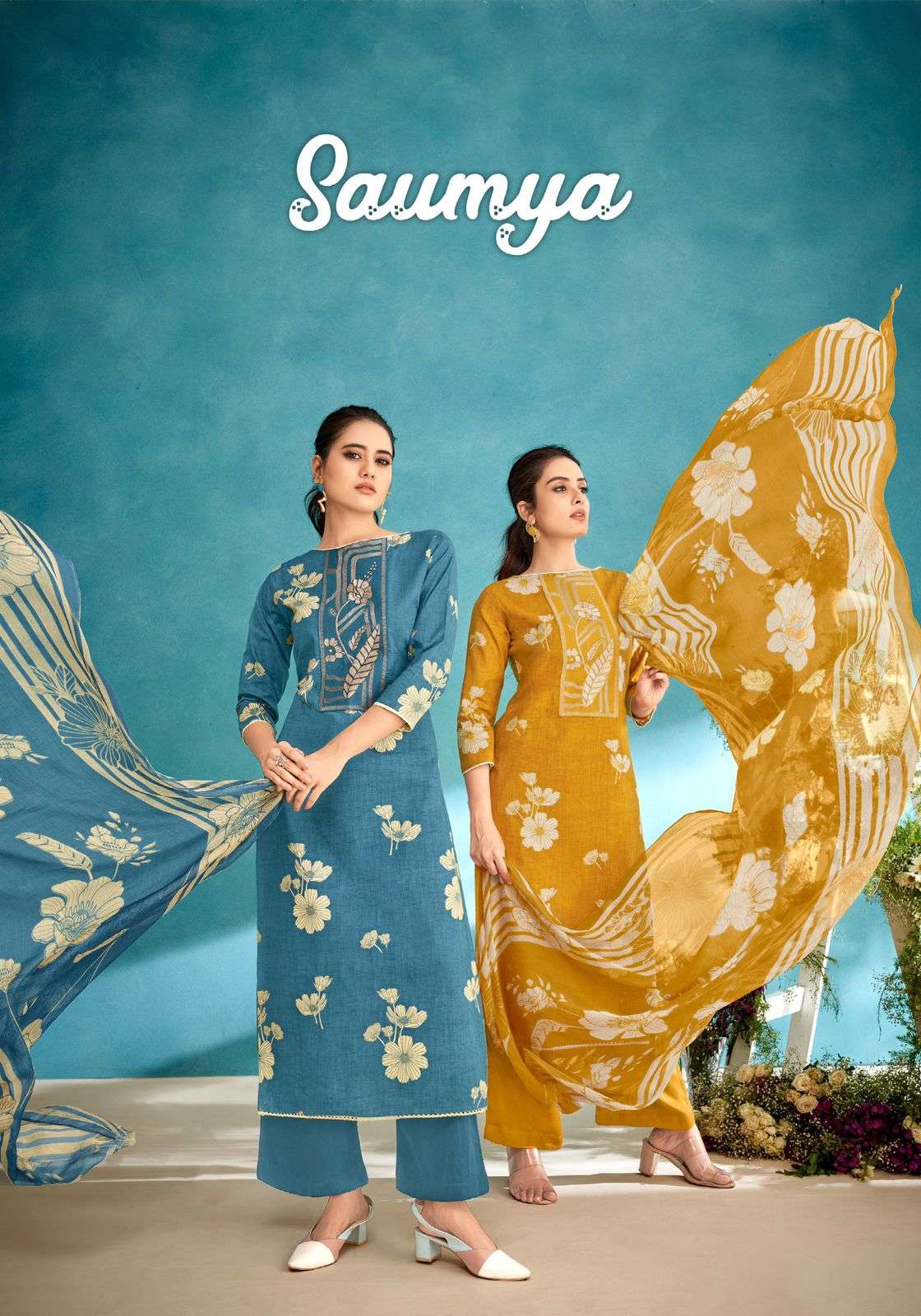 VP SAUMYA BY ASLIWHOLESALE DESIGNER FACNY LAWN COTTON PRINT DRESSES