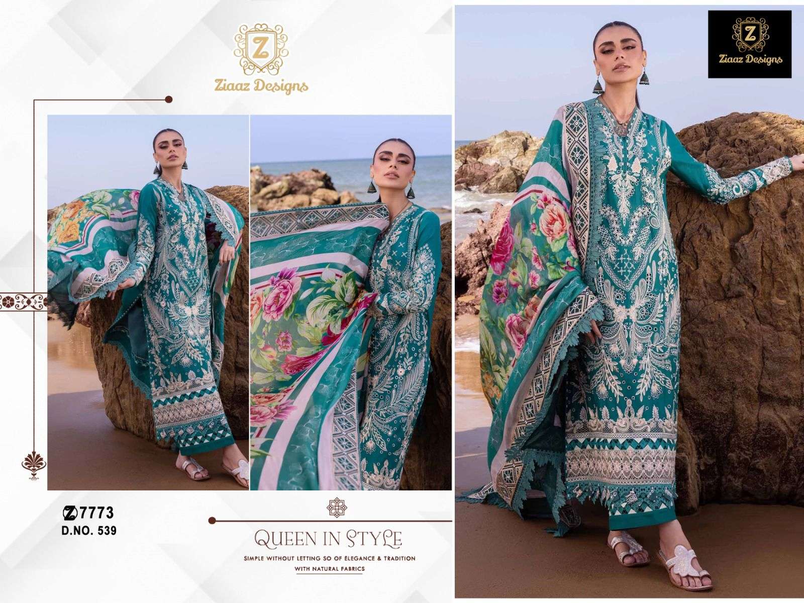 ZIAAZ 539 BY ZIAAZ DESIGNS HEAVY CAMBRIC COTTON EMBROIDERED DRESSES