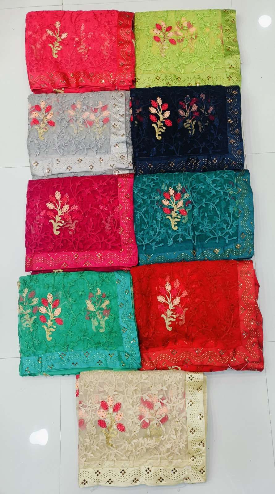 2433 COLOUR BY ASLIWHOLESALE DESIGNER SOFT BUTTERFLY NET WORK SAREES