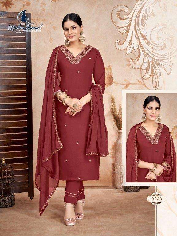 3039 TO 3042 BY LADIES FLAVOUR 3039 TO 3042 SERIES ROMAN STITCHED DRESSES