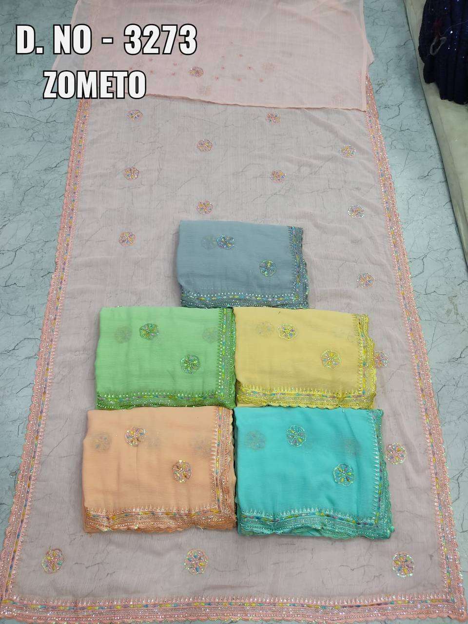 3273 COLOUR BY ASLIWHOLESALE DESIGNER SOFT FANCY FABRIC WORK SAREES