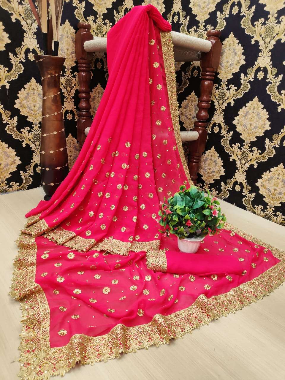 4336 COLOUR BY ASLIWHOLESALE DESIGNER SOFT FANCY GEORGETTE WORK SAREES